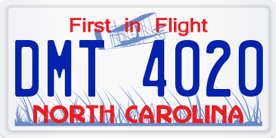 NC license plate DMT4020