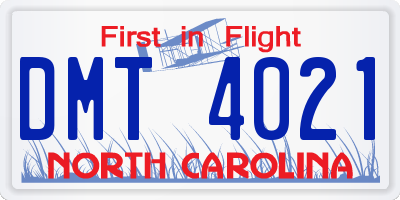 NC license plate DMT4021