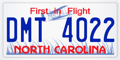 NC license plate DMT4022