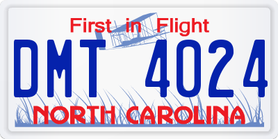 NC license plate DMT4024