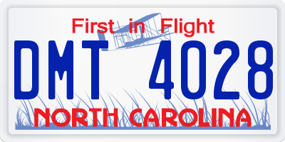 NC license plate DMT4028