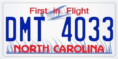 NC license plate DMT4033