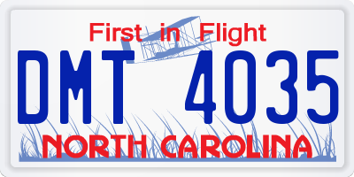 NC license plate DMT4035