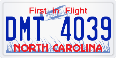 NC license plate DMT4039