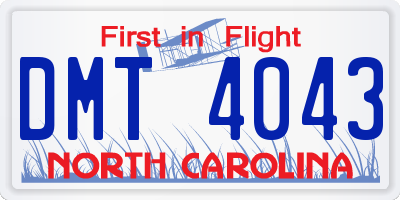 NC license plate DMT4043