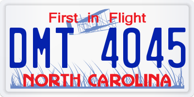 NC license plate DMT4045