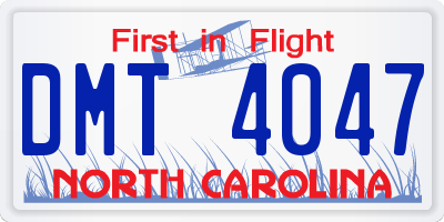 NC license plate DMT4047