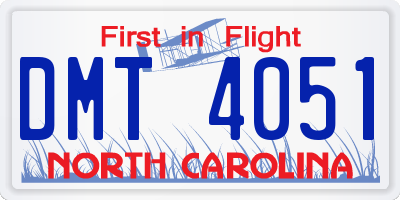 NC license plate DMT4051