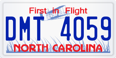 NC license plate DMT4059