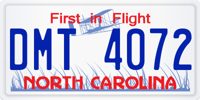 NC license plate DMT4072