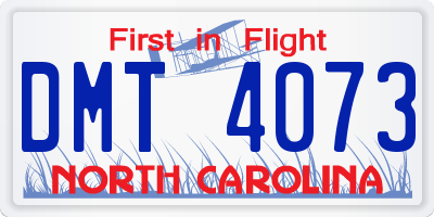 NC license plate DMT4073