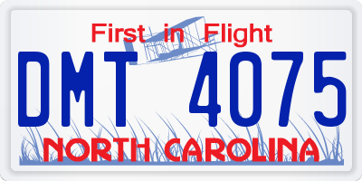 NC license plate DMT4075