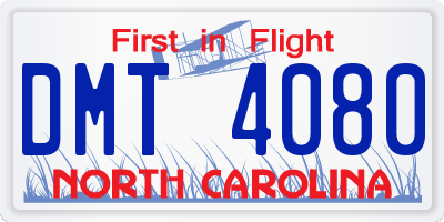 NC license plate DMT4080