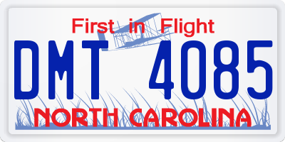 NC license plate DMT4085