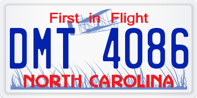 NC license plate DMT4086