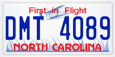 NC license plate DMT4089