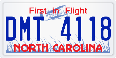 NC license plate DMT4118