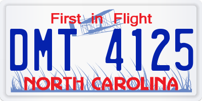 NC license plate DMT4125