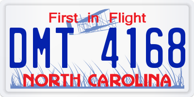 NC license plate DMT4168