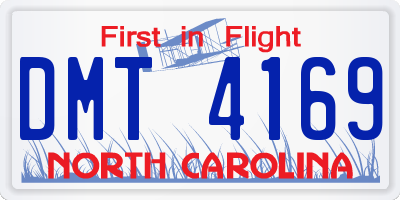 NC license plate DMT4169