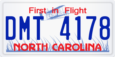 NC license plate DMT4178