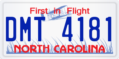 NC license plate DMT4181