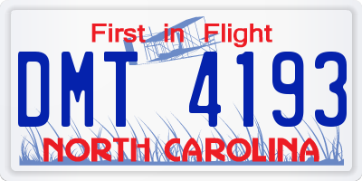 NC license plate DMT4193