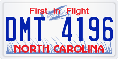 NC license plate DMT4196