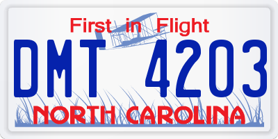 NC license plate DMT4203