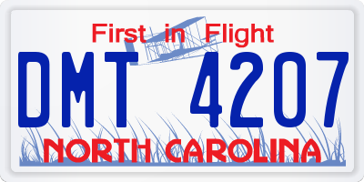 NC license plate DMT4207