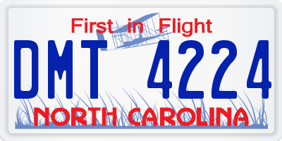 NC license plate DMT4224
