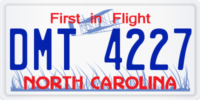 NC license plate DMT4227