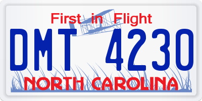 NC license plate DMT4230