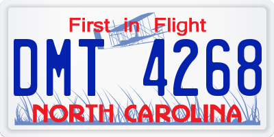 NC license plate DMT4268