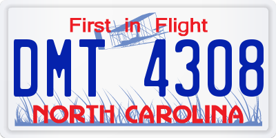 NC license plate DMT4308