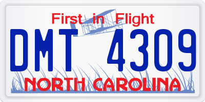 NC license plate DMT4309