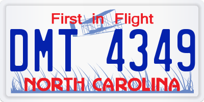 NC license plate DMT4349