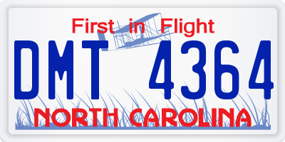 NC license plate DMT4364