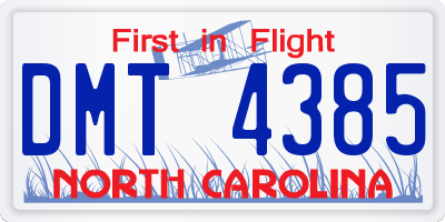NC license plate DMT4385