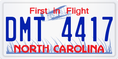 NC license plate DMT4417