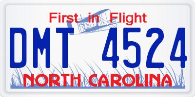 NC license plate DMT4524