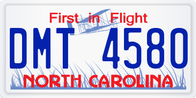 NC license plate DMT4580