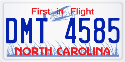 NC license plate DMT4585