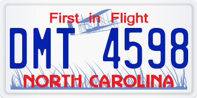 NC license plate DMT4598