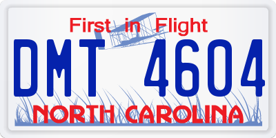 NC license plate DMT4604