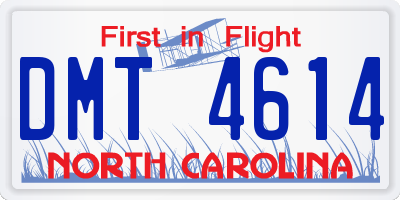 NC license plate DMT4614