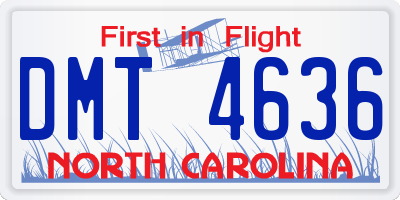 NC license plate DMT4636