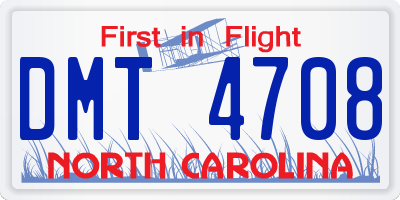 NC license plate DMT4708