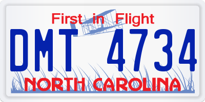 NC license plate DMT4734