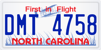 NC license plate DMT4758